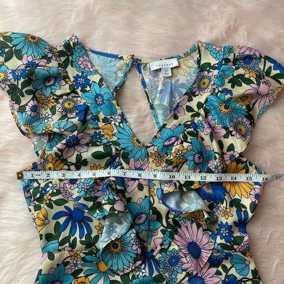 NEW - TOPSHOP Mix and Match Stripe and Floral Retro Midi Dress in Multi - Size 2 - Picture 11 of 16